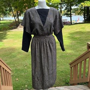 Designer Joanie Char silk VTG 2-piece dress 6-8